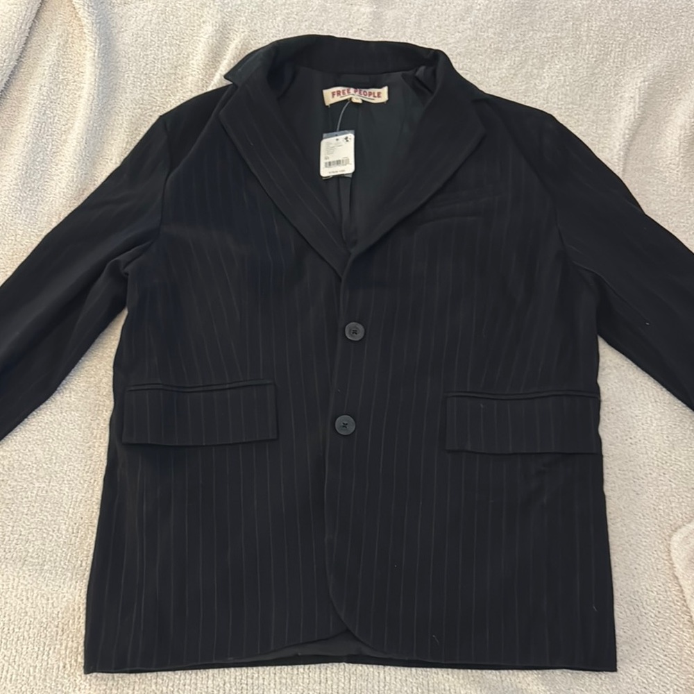 FREE PEOPLE Navy Pinstripe Blazer - reggie blazer